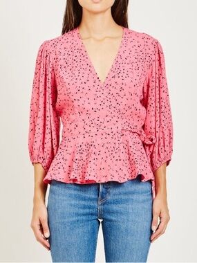 GANNI Barra Printed Wrap Top (122)